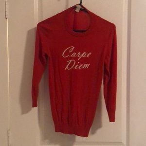 “Carpe Diem” Orange Banana Republic Sweater